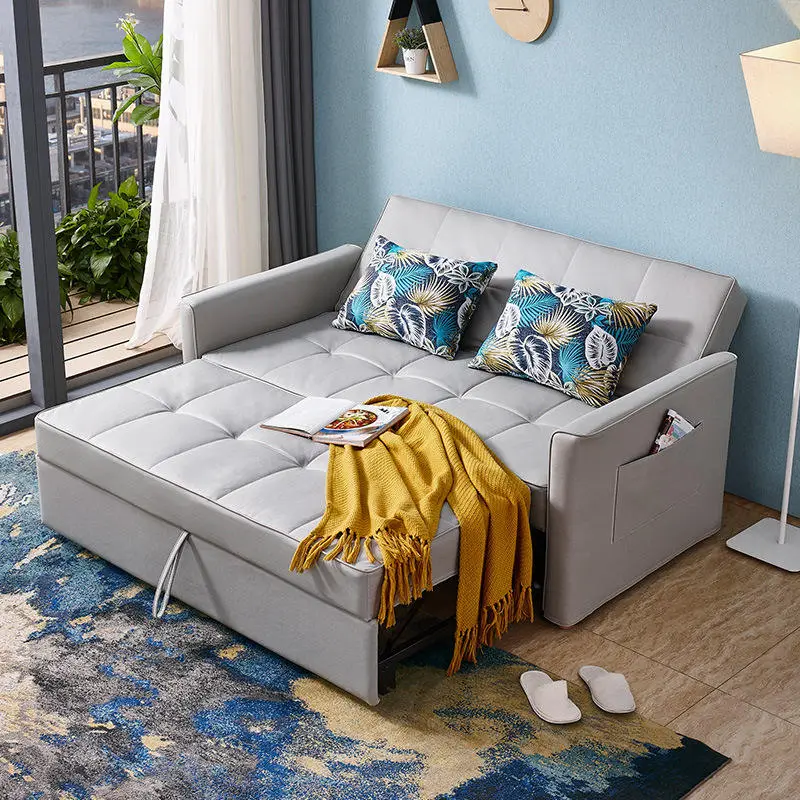 Living Room Velvet Sofa Bed Folding Fabric Modern Sofa Cum Bed Folding Corner Pull Out Small Living Room Sofa Bed — image 4