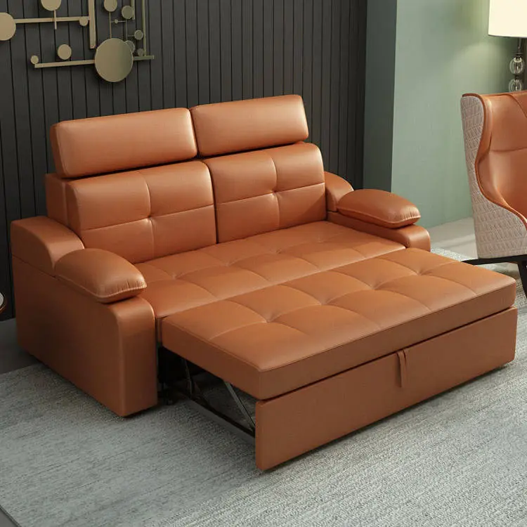 Pull Out Smart Multifunctional Sleeper Couch Modern Leather Folding Sofa Cum Bed — image 3