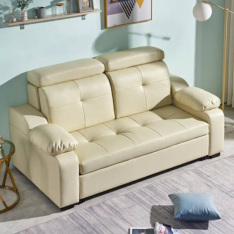 Pull Out Smart Multifunctional Sleeper Couch Modern Leather Folding Sofa Cum Bed — image 5