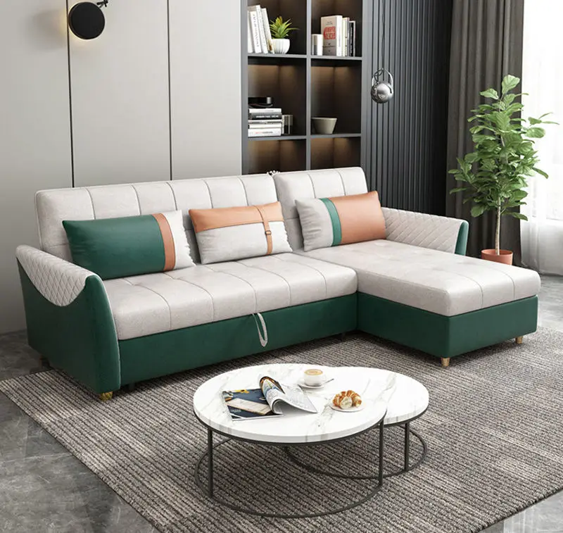 Canape Modern Living Room Sofas Folding Storage Chesterfield Tufted Leather Sofa Bed — image 3