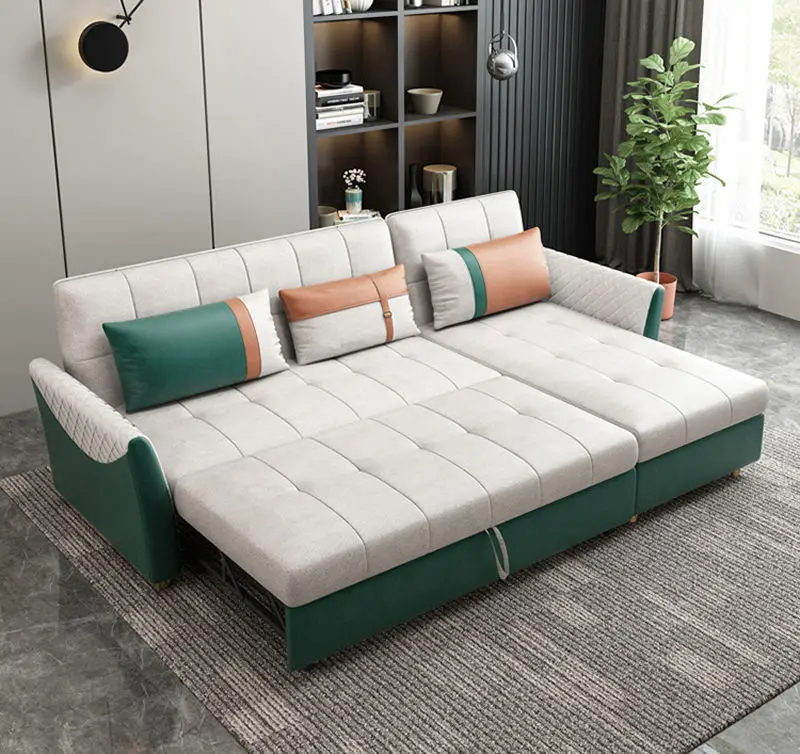 Canape Modern Living Room Sofas Folding Storage Chesterfield Tufted Leather Sofa Bed — image 4