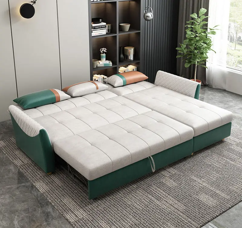Canape Modern Living Room Sofas Folding Storage Chesterfield Tufted Leather Sofa Bed — image 5