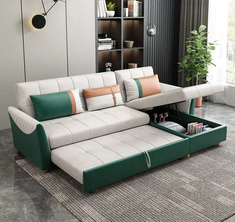 Canape Modern Living Room Sofas Folding Storage Chesterfield Tufted Leather Sofa Bed — image 6
