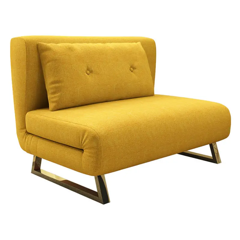 Modern Single Fabric Gold Pull Out Small Sofa Bed Furniture Folded Sofa Bed — view 1