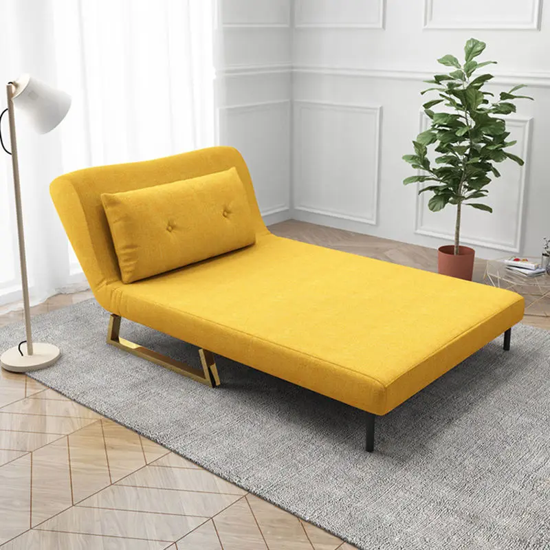 Modern Single Fabric Gold Pull Out Small Sofa Bed Furniture Folded Sofa Bed — image 2