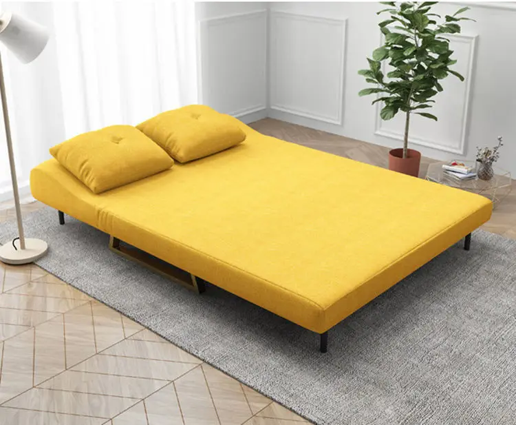 Modern Single Fabric Gold Pull Out Small Sofa Bed Furniture Folded Sofa Bed — image 6