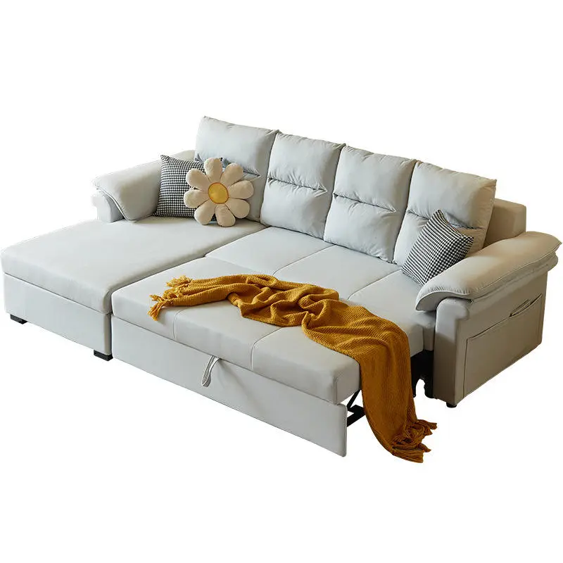 Modern Nordic L Shape Folding Pull Out Living Room Furniture Sleeper Sofa Bed — view 1