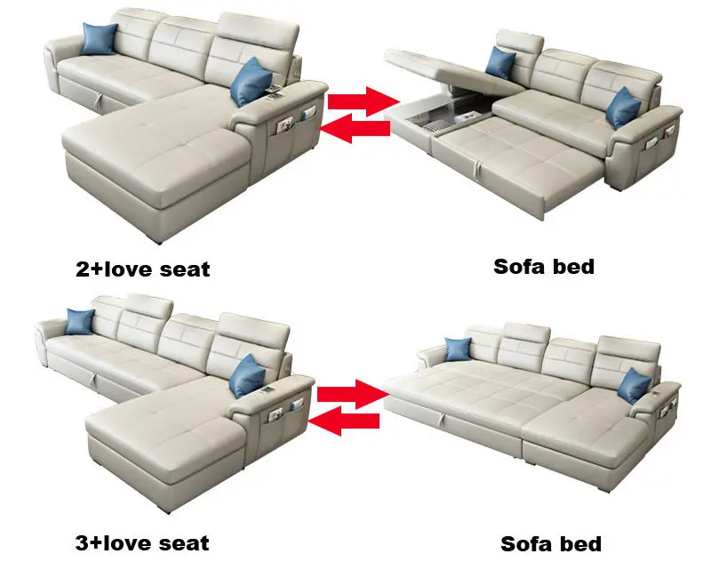 Modern L Shaped Transformer Sleeper Sofa Bed Living Room Sofas Bed Couches — image 4