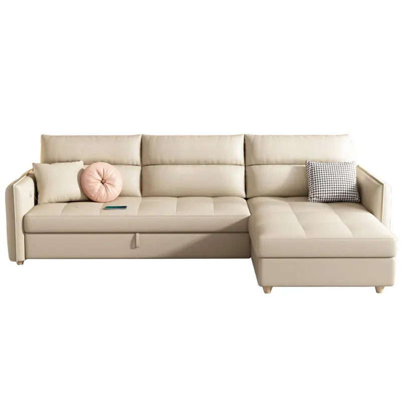 Modern Tufted L Shape Sectional Sofa With Pull Out Bed Transformer Sofa Bed — view 1