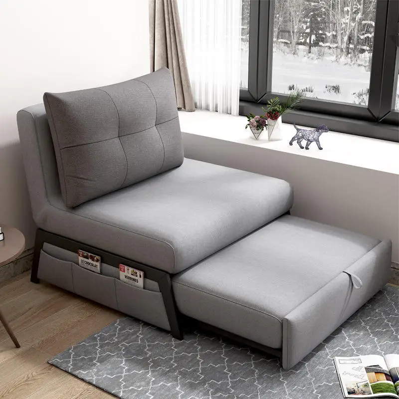 Folding Corner Convertible Living Room Transformer Fabric Single Sofa Bed — image 2