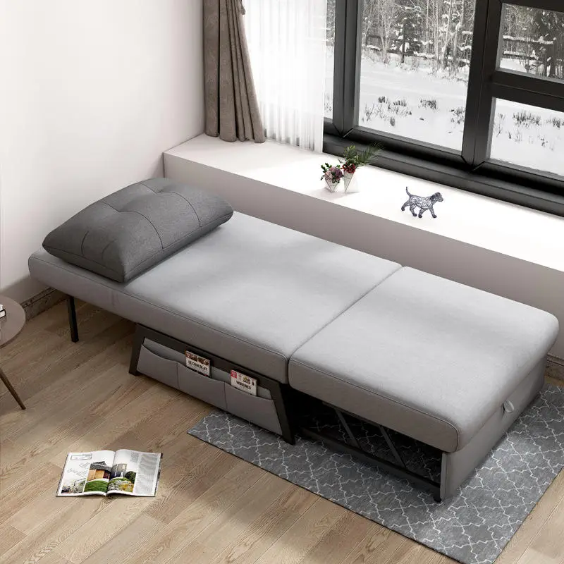 Folding Corner Convertible Living Room Transformer Fabric Single Sofa Bed — image 4