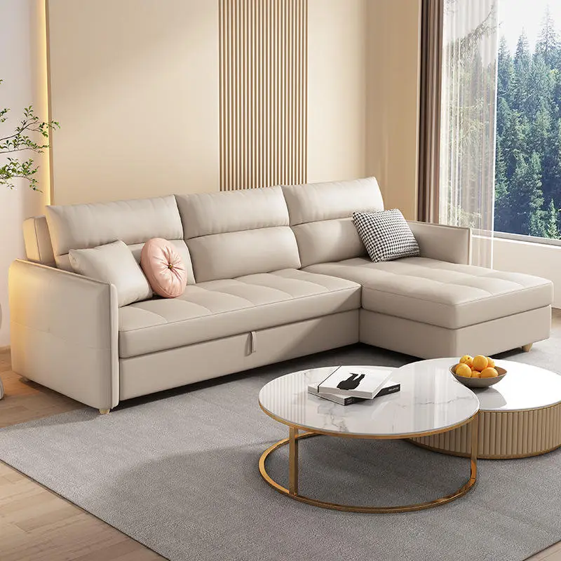 Modern Tufted L Shape Sectional Sofa With Pull Out Bed Transformer Sofa Bed — image 3