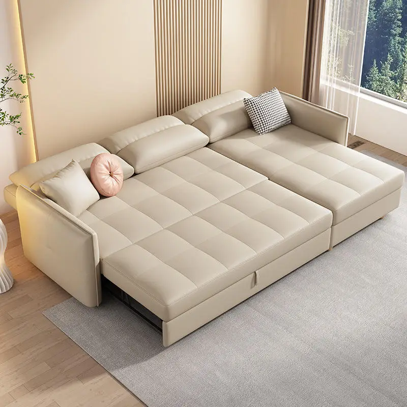 Modern Tufted L Shape Sectional Sofa With Pull Out Bed Transformer Sofa Bed — image 4