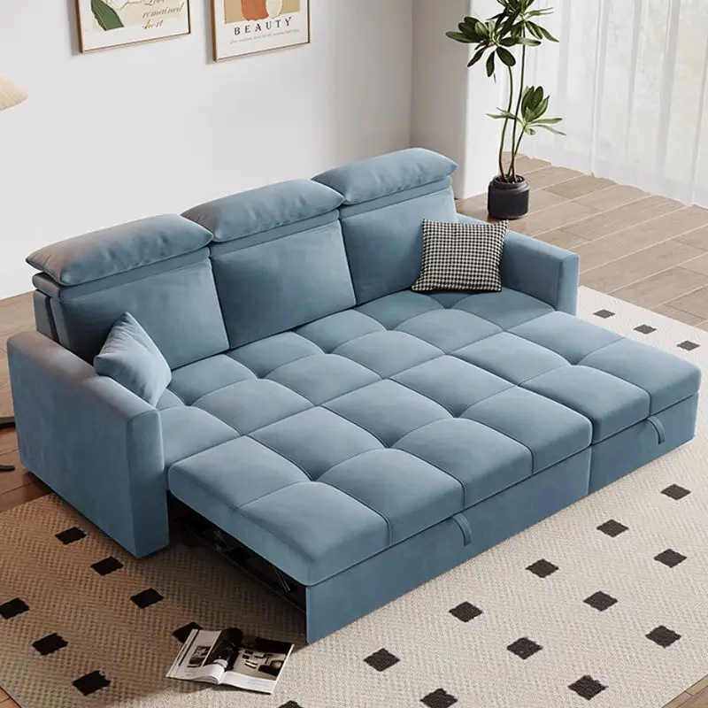 Hot Selling Modern American Style 3-Seater Sofa Bed Multifunctional Extendable Home L Shape Couch Home Furniture — image 2