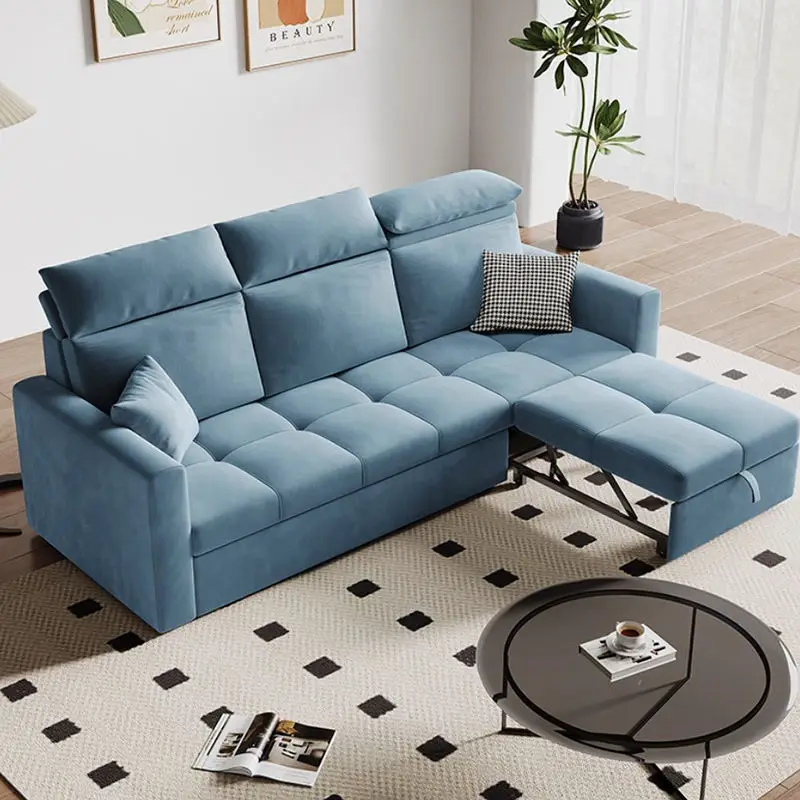 Hot Selling Modern American Style 3-Seater Sofa Bed Multifunctional Extendable Home L Shape Couch Home Furniture — image 3