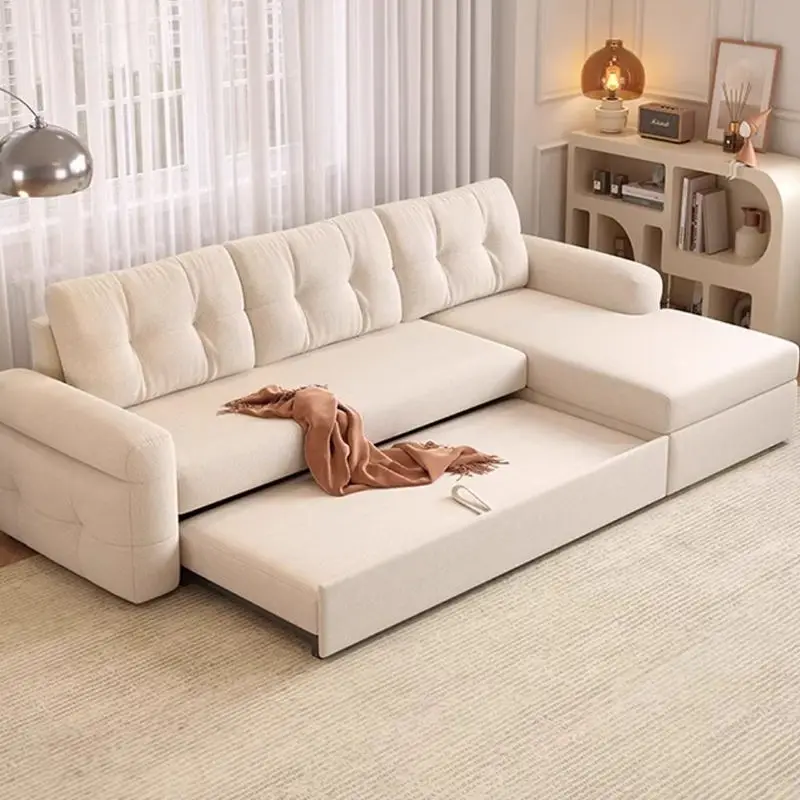 Sofa Cum Couch Modern Simple Folding Storage Bed Small Living Room Apartment Sofa Bed with Metal Frame Fabric Material — image 2