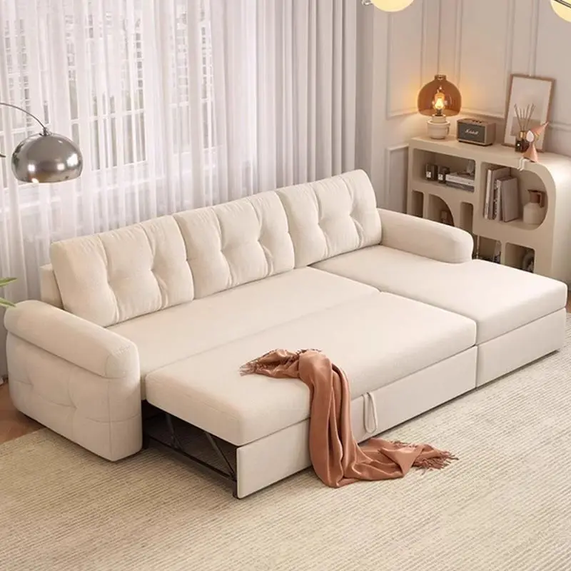 Sofa Cum Couch Modern Simple Folding Storage Bed Small Living Room Apartment Sofa Bed with Metal Frame Fabric Material — image 3