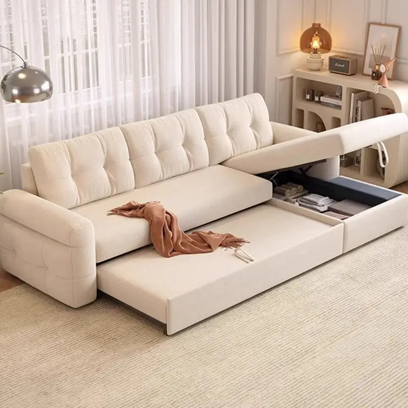 Sofa Cum Couch Modern Simple Folding Storage Bed Small Living Room Apartment Sofa Bed with Metal Frame Fabric Material — image 4