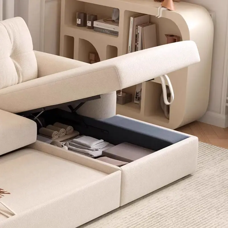Sofa Cum Couch Modern Simple Folding Storage Bed Small Living Room Apartment Sofa Bed with Metal Frame Fabric Material — image 5