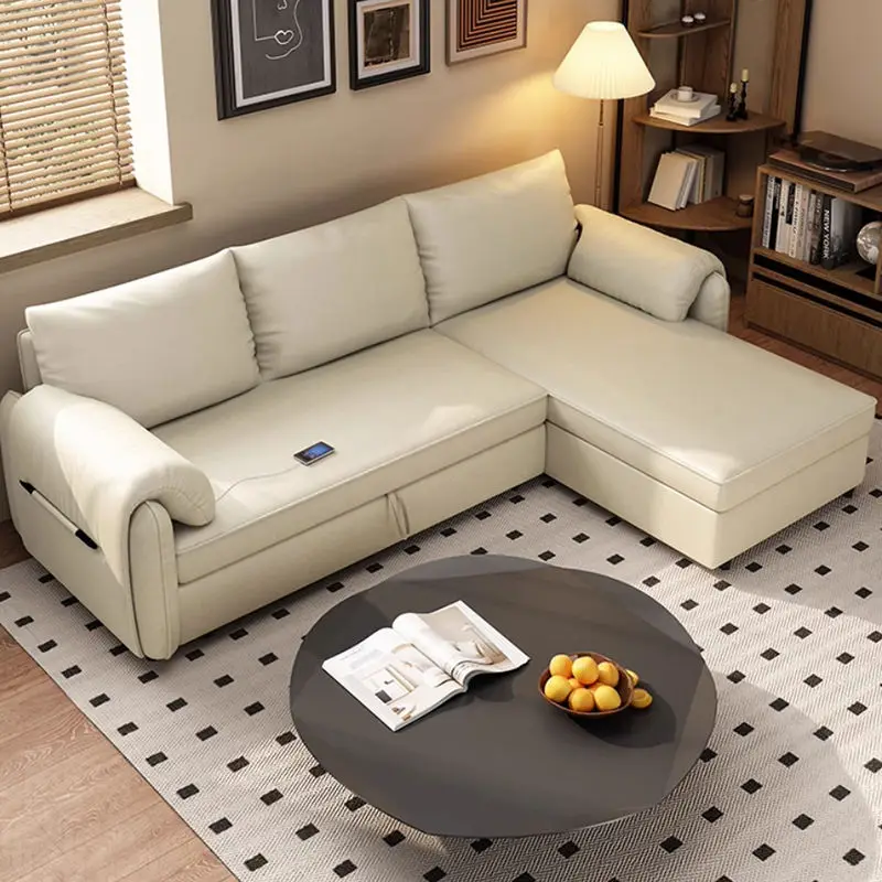 Modern Fabric Love Seat Sofa Bed Foldable for Living Room Hotel or Bedroom Use — view 1