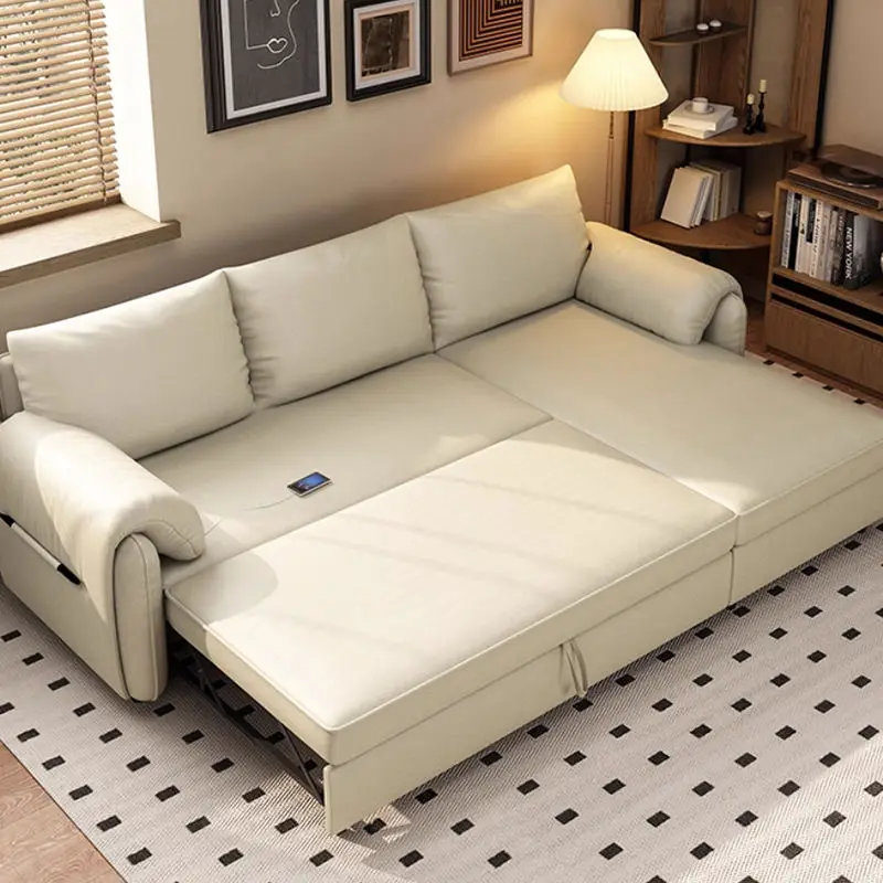 Modern Fabric Love Seat Sofa Bed Foldable for Living Room Hotel or Bedroom Use — image 2