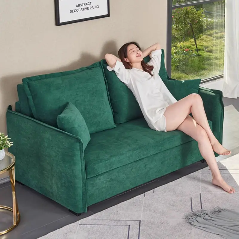 Modern Style Folding Sofa Fabric Upholstery Lounge Couch with Extendable Feature for Living Room Hotel or Bedroom — image 2