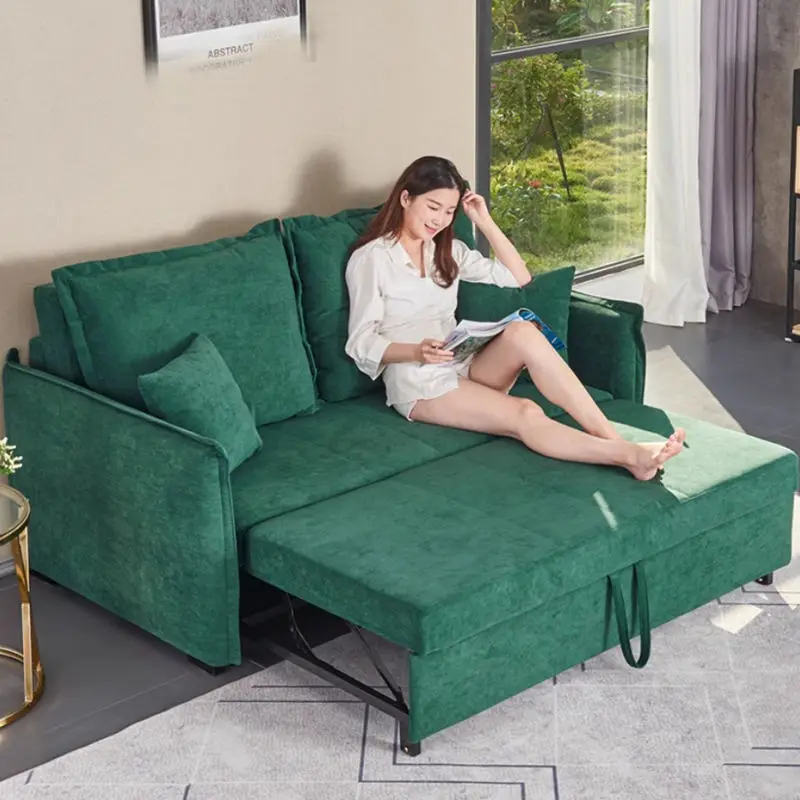 Modern Style Folding Sofa Fabric Upholstery Lounge Couch with Extendable Feature for Living Room Hotel or Bedroom — image 3