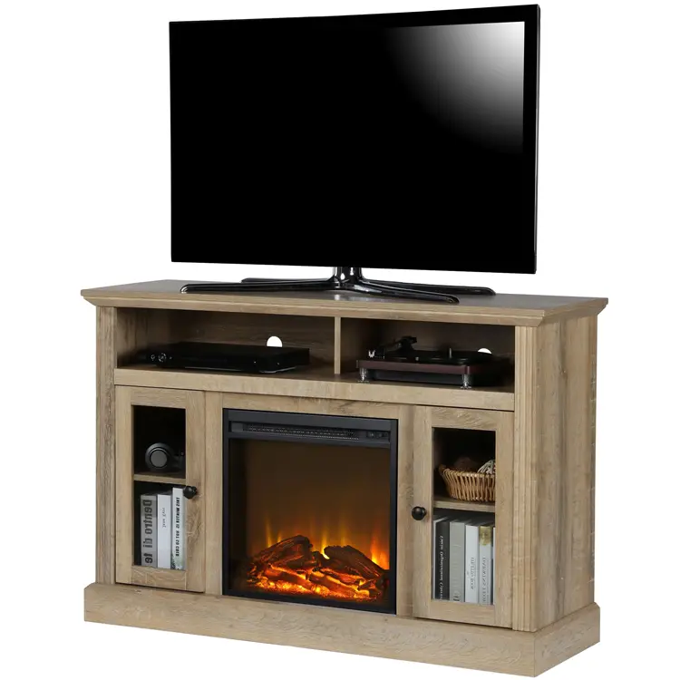 China Manufacturer Living Room Simple Fireplace Cabinets Tv Stand Plywood Wood Tv Cabinet — image 2