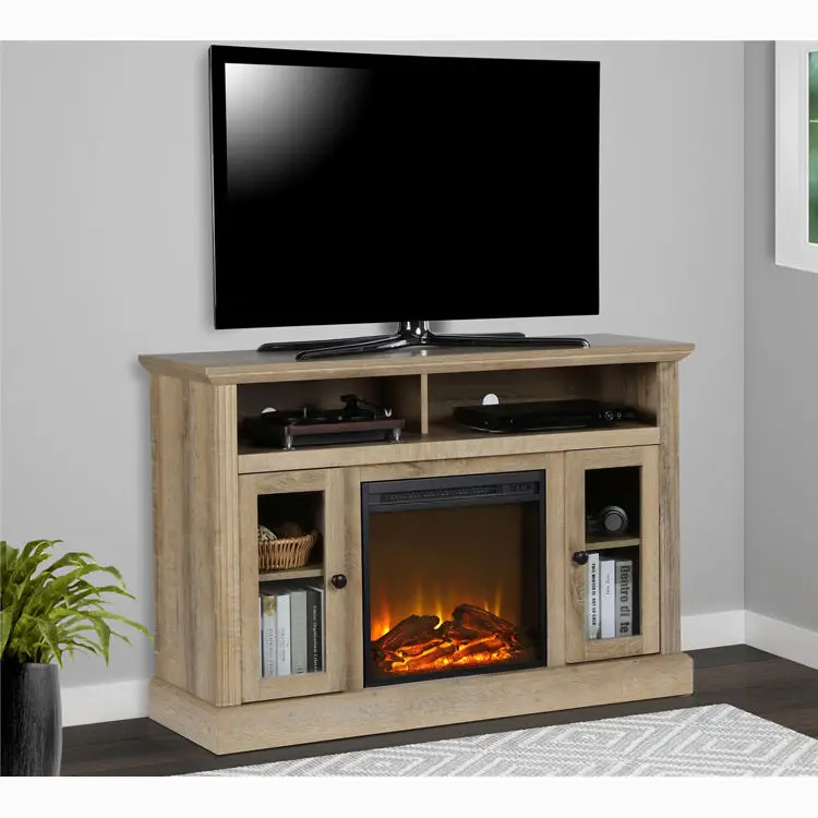 China Manufacturer Living Room Simple Fireplace Cabinets Tv Stand Plywood Wood Tv Cabinet — image 4