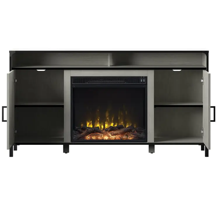 Antique Metal Frame Tv Fireplace Cabinet Modern Simple — view 1
