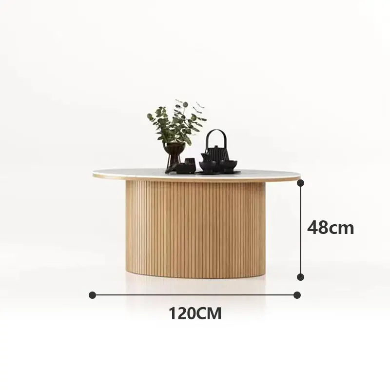 Simple Solid Wood Rock Plate Round Edge TV Stand High Quality Unique TV Unit — image 5