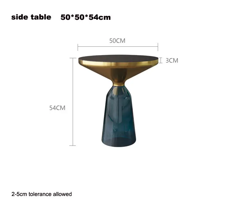 Modern Nordic Luxury Living Room Furniture Gold Round Glass Side Coffee Tables — image 6
