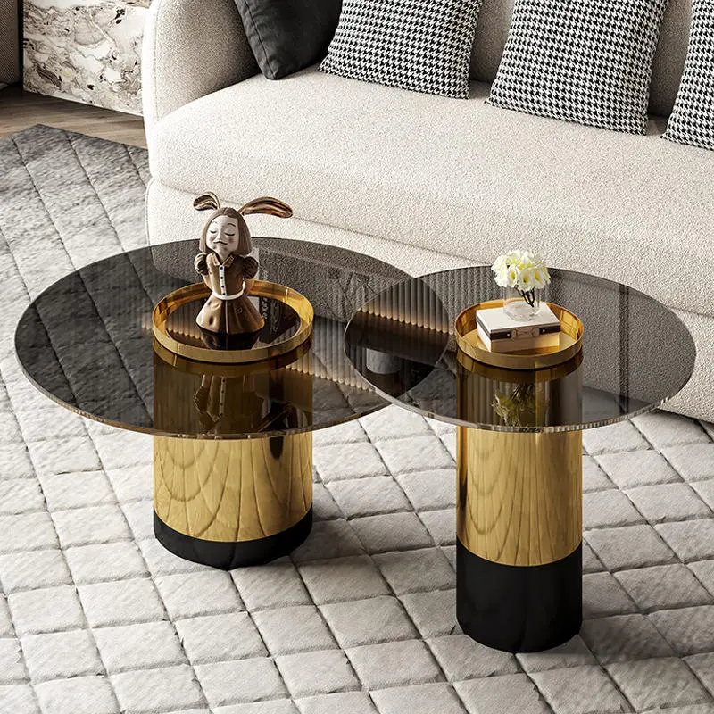 Luxury Modern Nordic Living Room Furniture Metal Glass Stainless Gold Living Room Side Table Coffee Tables — image 2