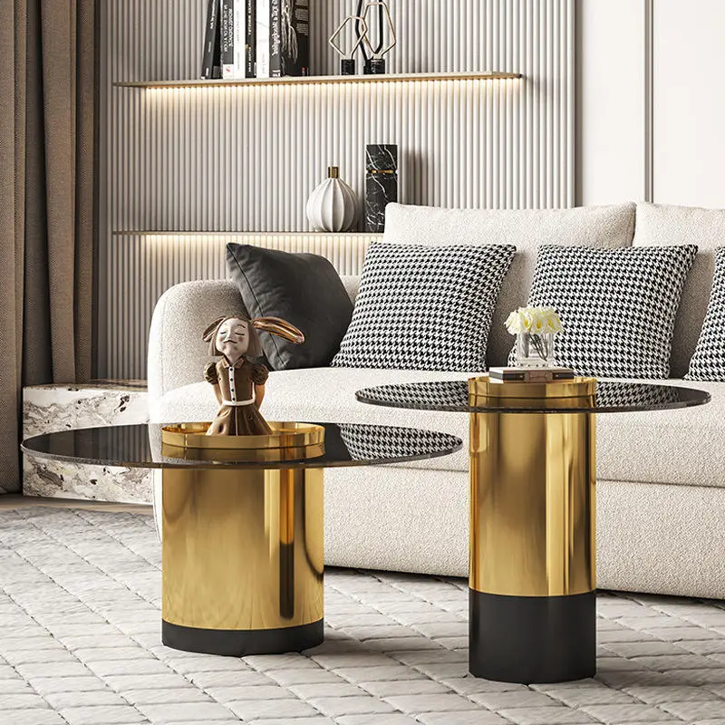 Luxury Modern Nordic Living Room Furniture Metal Glass Stainless Gold Living Room Side Table Coffee Tables — image 3