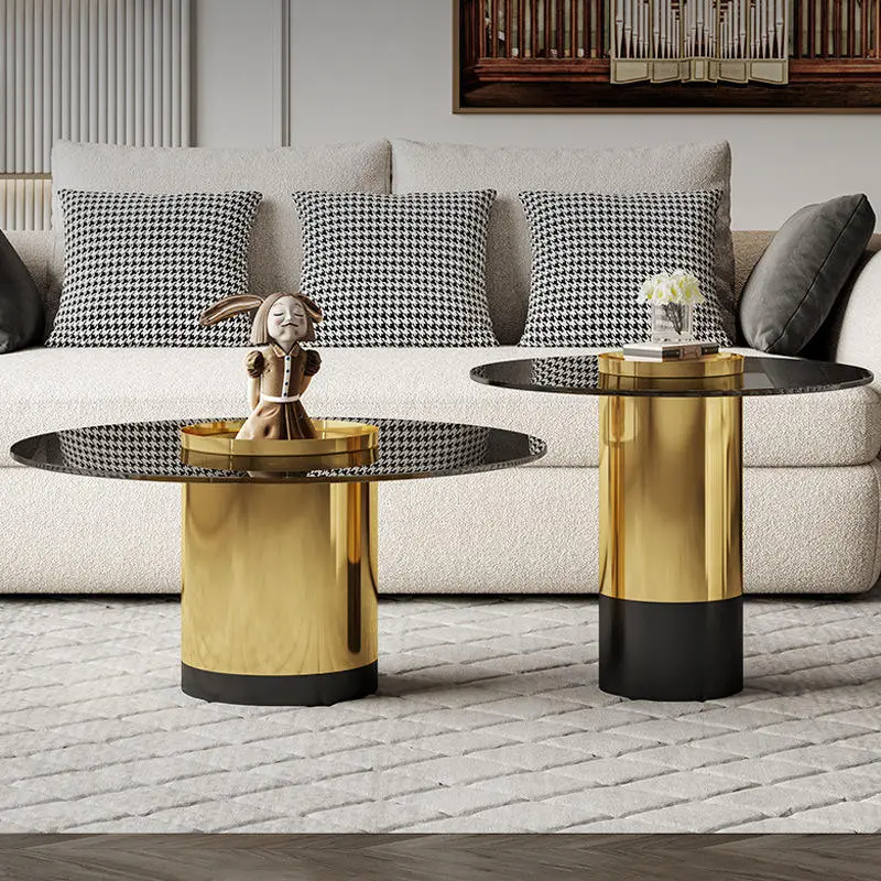 Luxury Modern Nordic Living Room Furniture Metal Glass Stainless Gold Living Room Side Table Coffee Tables — image 5