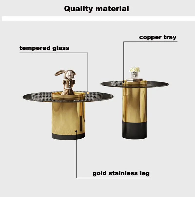 Luxury Modern Nordic Living Room Furniture Metal Glass Stainless Gold Living Room Side Table Coffee Tables — image 6