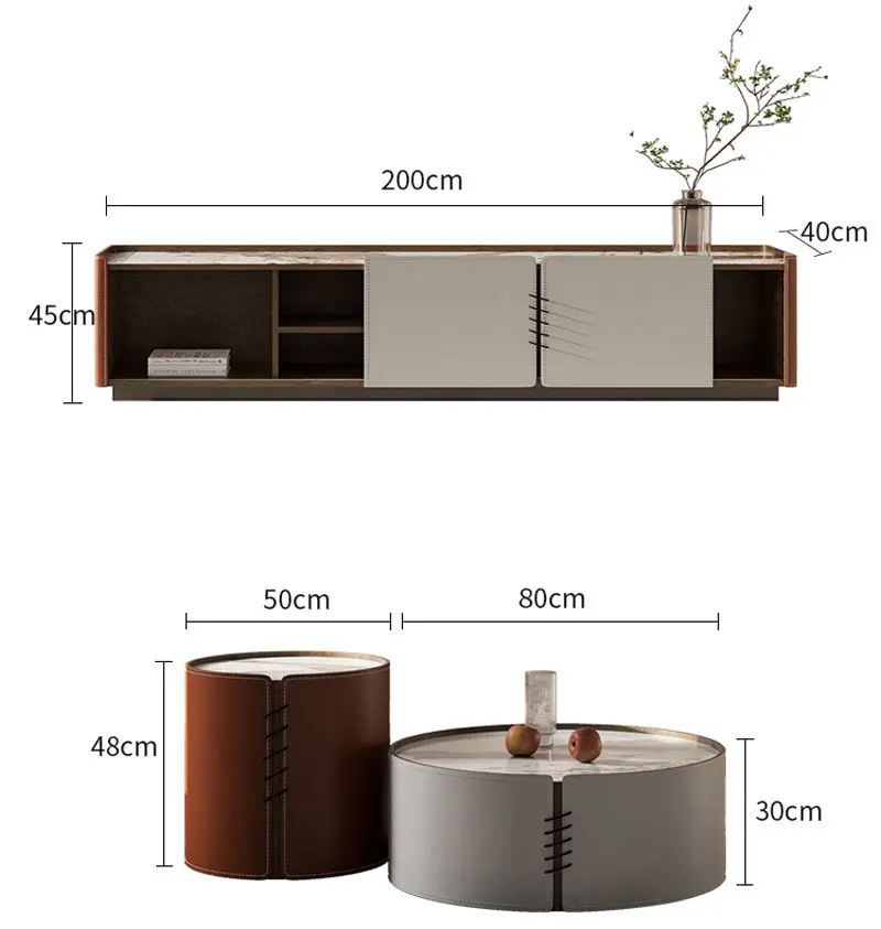 Modern Luxury Nordic Living Room Furniture Marble Tv Stand and Coffee Tables — view 1
