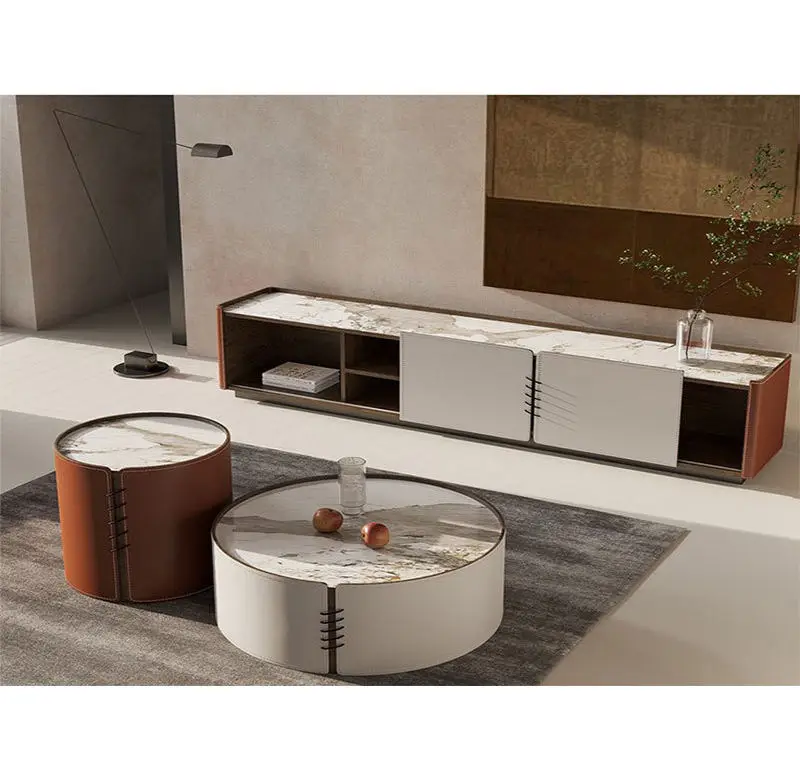 Modern Luxury Nordic Living Room Furniture Marble Tv Stand and Coffee Tables — image 2