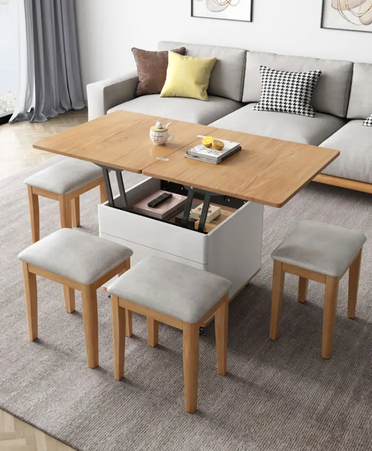Nordic Luxury Storage Living Room Wooden Coffee Table — image 4