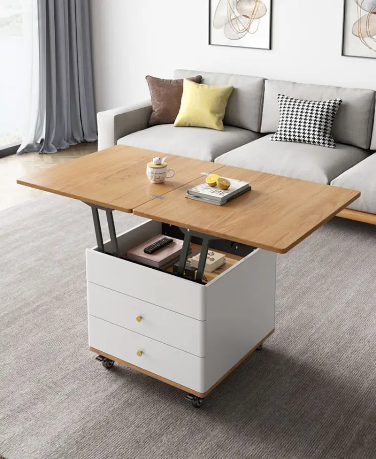 Nordic Luxury Storage Living Room Wooden Coffee Table — image 5