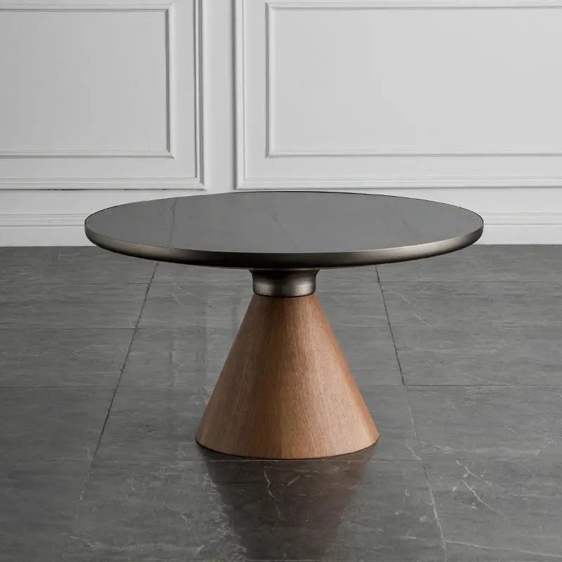 Nordic Modern Light Luxury Living Room Furniture Marble Round Rock Plate Tea Coffee Table Set — image 5