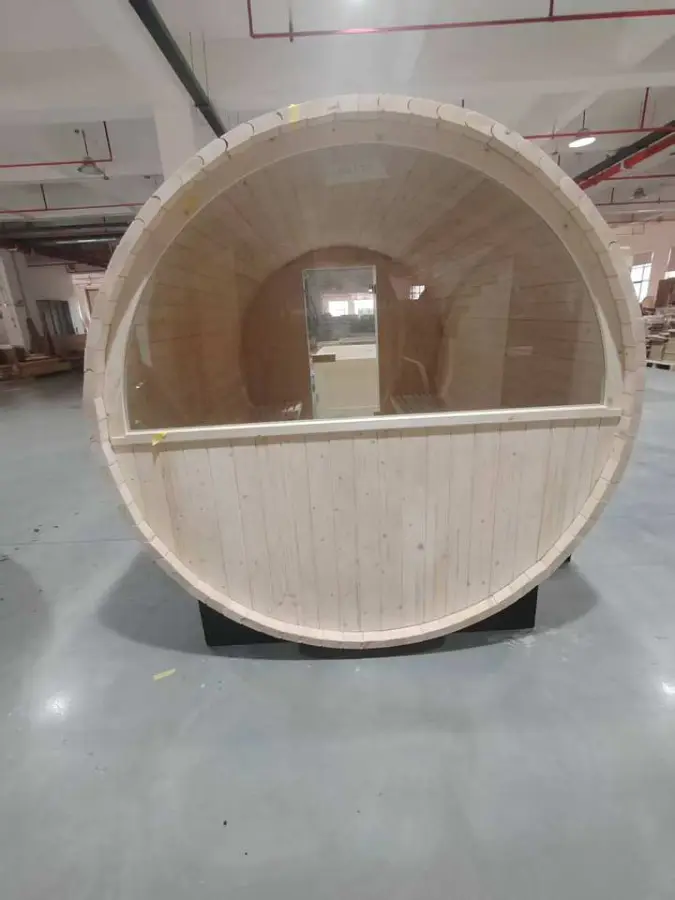 20 Years Factory Hot Selling Outdoor Courtyard Panoramic View Solid Wood Steam Barrel Sauna — image 4
