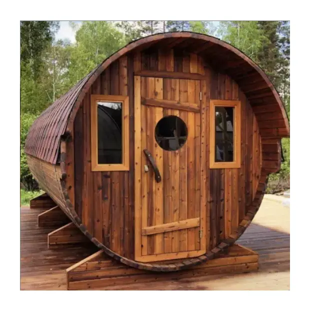 2024 Red Cedar Sauna Soild Wood Wooden Sauna Dry Wet Steam Outdoor Barrel Sauna Room — view 1