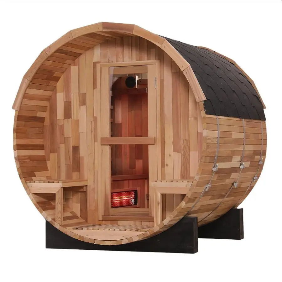 Outdoor Sightseeing Panoramic 6FT Barrel Sauna With Fire Wood Stove — view 3