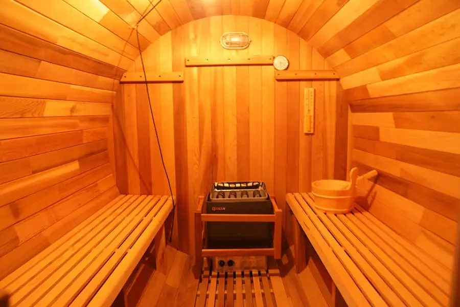 Smartmak Sauna Large Body Spa 4-6 Persons Clear Red Cedar Solid Wood Outdoor Barrel Sauna — image 6