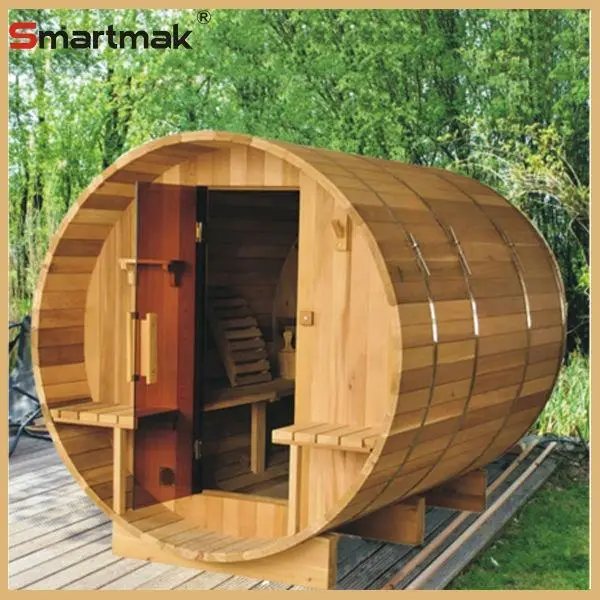 Smartmak Sauna Large Body Spa 4-6 Persons Clear Red Cedar Solid Wood Outdoor Barrel Sauna — image 7