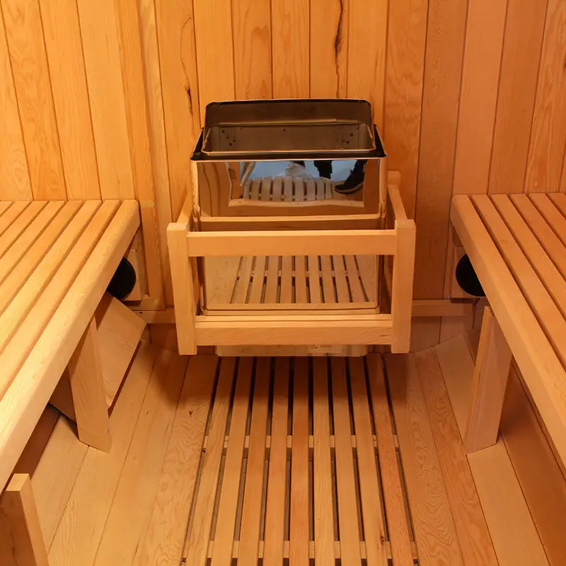 Hot Sale Wooden Traditional Steam Barrel Sauna Room Solid Wood Pine Hemlock Red Cedar Outdoor Sauna for Sale — image 6