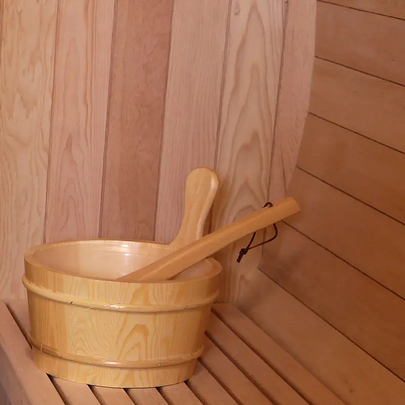 Hot Sale Wooden Traditional Steam Barrel Sauna Room Solid Wood Pine Hemlock Red Cedar Outdoor Sauna for Sale — image 7
