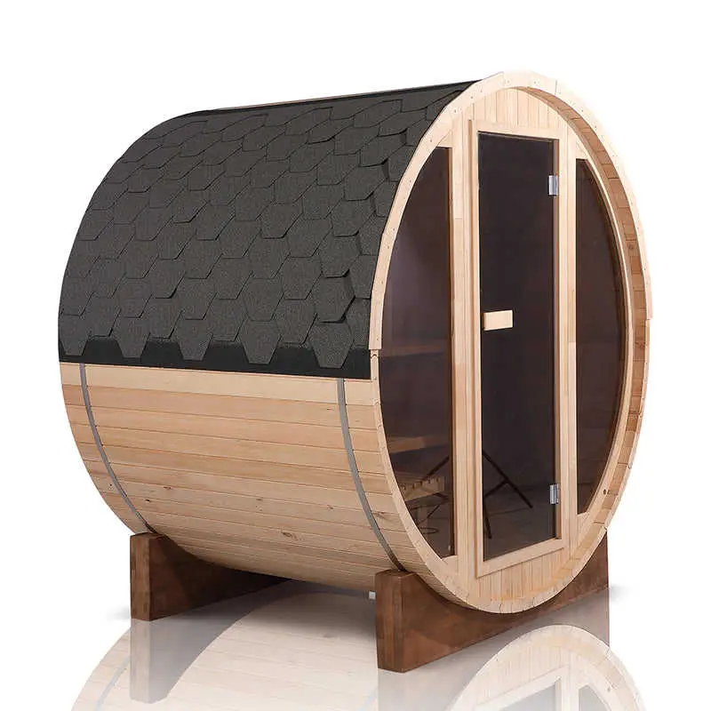 New Design Fashionable 6 - 8 Person Size Traditional Steam Outdoor Barrel Sauna Room With Darker Glass — image 4
