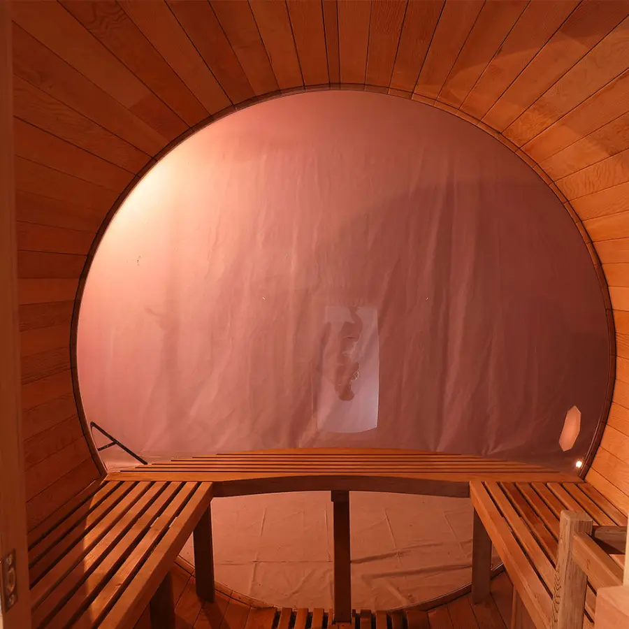 Canadian Red Cedar Traditional Outdoor Big View Barrel Sauna Fashion Panoramic 6 Person Sauna — view 6